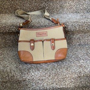 Dooney & Bourke ivory leather messenger crossbody bag